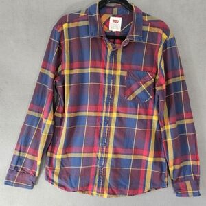 Levis Womens Flannel Plaid Button Up Shirt Size XL Long Sleeve Multicolor Prime